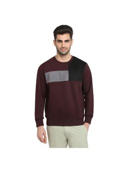 Parx - Dark Violet Regular Fit Pattern Cut and Sew Full Sleeve Sweatshirt