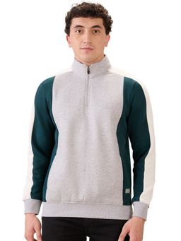 Parx - Dark White Regular Fit Solid Full Sleeve Sweatshirt