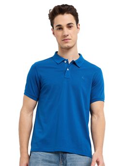 Parx - Men Royal Blue Solid Half Sleeve Polo T-Shirt