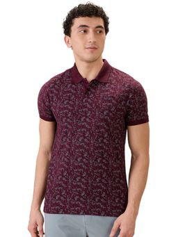 Parx - Men Regular Fit Maroon Cotton Blend Polo Neck T-Shirt