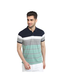 Parx - Multi-Color Cotton Blend Polo Neck T-Shirt