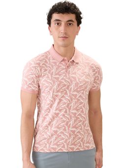 Parx - Men Regular Fit Pink Cotton Blend Polo Neck T-Shirt