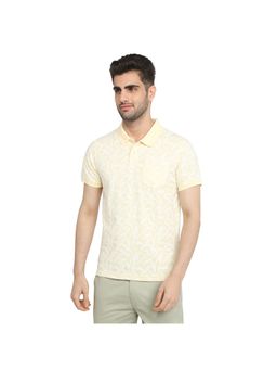 Parx - Men Regular Fit Light Yellow Cotton Blend Polo Neck T-Shirt
