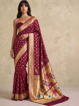 SATRANI - Maroon Weaving Paithani Silk Saree