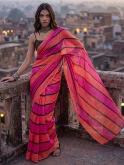 SATRANI - Multicolor Printed Linen Saree
