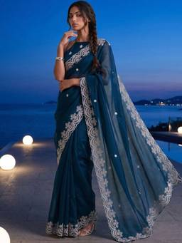 SATRANI - Blue Embroidery Silk Saree