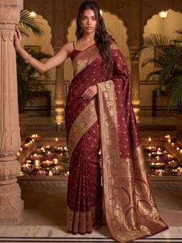 SATRANI - Maroon Weaving Silk Saree