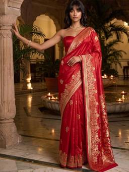 SATRANI - Red Weaving Silk Saree