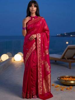 SATRANI - Pink Weaving Silk Saree