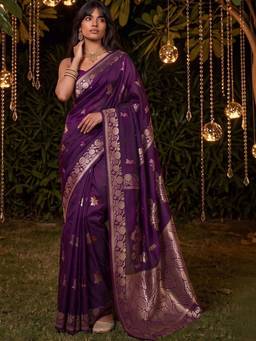 SATRANI - Dark Purple Weaving Silk Saree