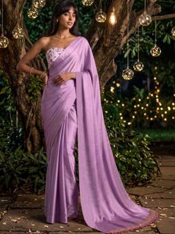 SATRANI - Lavender Tassels Satin Saree