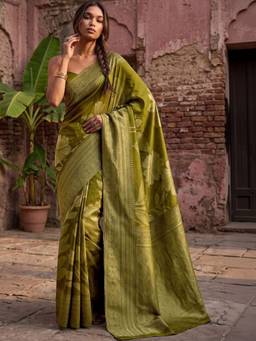 SATRANI - Mehendi Green Weaving Silk Saree