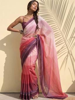 SATRANI - Pink Printed Georgette Saree