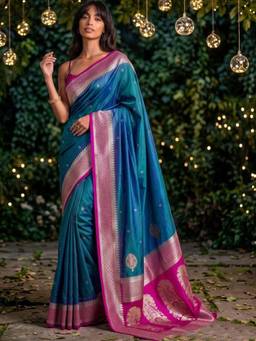 SATRANI - Blue Weaving (Dual Tone) Silk Saree