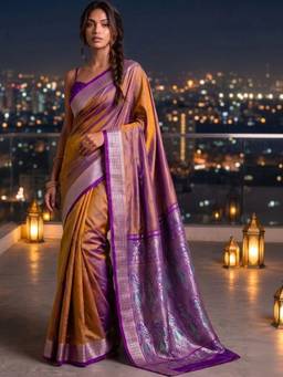 SATRANI - Mustard Weaving (Dual Tone) Silk Saree
