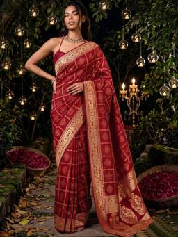 SATRANI - Maroon Weaving Silk Saree