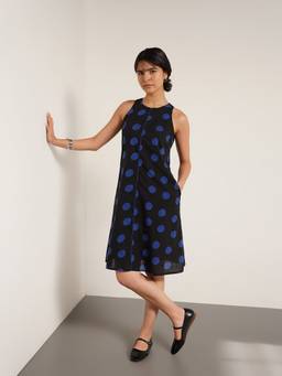 Pink Fort - Cotton Polka A-Line Dress