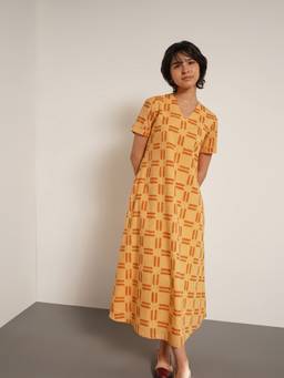 Pink Fort - Cotton Geometric Print Dress