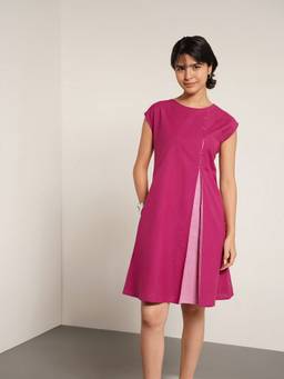 Pink Fort - Cotton Colourblock Round Neck Dress