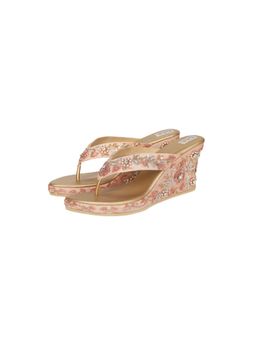 Fuchsia by Aashka Mehta - Embroidered Pink Magic Blossom Wedge Heel