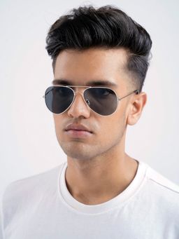 Joker and Witch - Joker & Witch Rafael Silver Black Aviator Sunglasses (62)