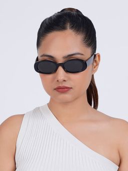 Joker and Witch - Joker & Witch Ovalina Black Rectangular Sunglasses (50)