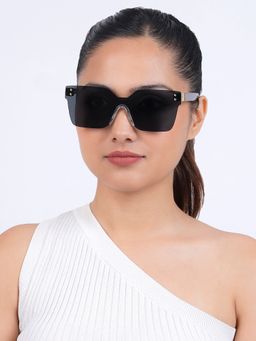Joker and Witch - Joker & Witch Tenzin Rimless Black Tinted Oversized Sunglasses (60)