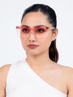 Joker and Witch - Joker & Witch Tenzin Rimless Pink Tinted Oversized Sunglasses (60)