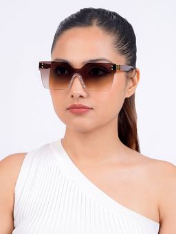 Joker and Witch - Joker & Witch Tenzin Rimless Brown Tinted Oversized Sunglasses (60)