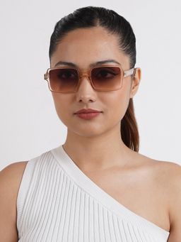 Joker and Witch - Joker & Witch Mariana Brown Champagne Rectangular Sunglasses (50)