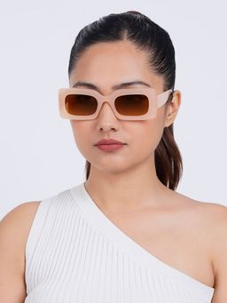 Joker and Witch - Joker & Witch Pretza Beige and Brown Rectangle Sunglasses (50)