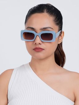 Joker and Witch - Joker & Witch Pretza Blue and Brown Rectangle Sunglasses (50)