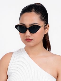 Joker and Witch - Joker & Witch Jennie Cat Eye Gold and Black Sunglasses (52)