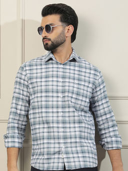 CRIMSOUNE CLUB - Men Grey Checks Cotton Shirt