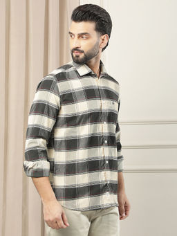 CRIMSOUNE CLUB - Men Black-Cream Checks Corduroy Shirt