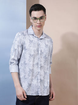 CRIMSOUNE CLUB - Men Blue Floral Printed Shirt