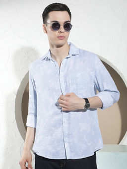 CRIMSOUNE CLUB - Men Blue Floral Printed Shirt