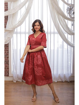 AADEWS - Flipa Embroidery Maroon Dress