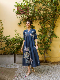 AADEWS - Ziya Blue Embroidery Dress