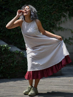 Suta - Women White Cotton Sleeveless Dress