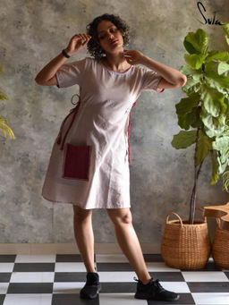 Suta - Women White Cotton Half Sleeves Dress