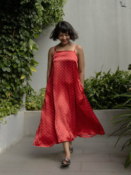 Suta - Women Red Modal Sleeveless Dress