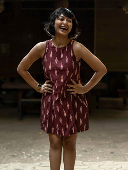 Suta - Women Brown Cotton Sleeveless Dress