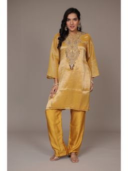 Zari Jaipur - Gold Tissue Embroidered Kurta with Pant