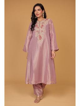 Zari Jaipur - Purple Tissue Embroidered Kurta with Salwar