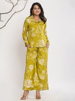 KSUT - Green Silk Blend Floral Co-Ord Set