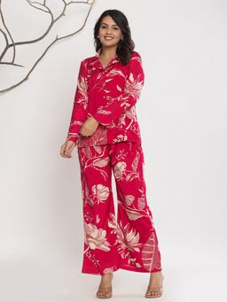 KSUT - Pink Silk Blend Floral Co-Ord Set