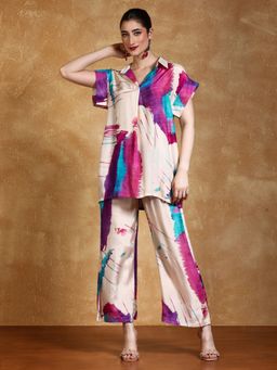 KSUT - Off White Silk Blend Abstract Co-Ord Set