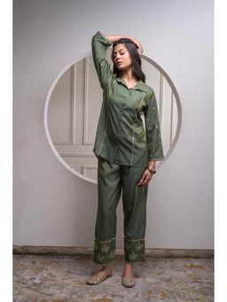 Juniper - Green Viscose Embroidered Co-Ord Set