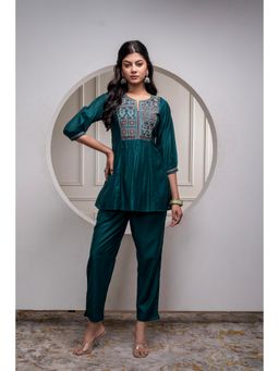 Juniper - Green Viscose Embroidered Co-Ord Set